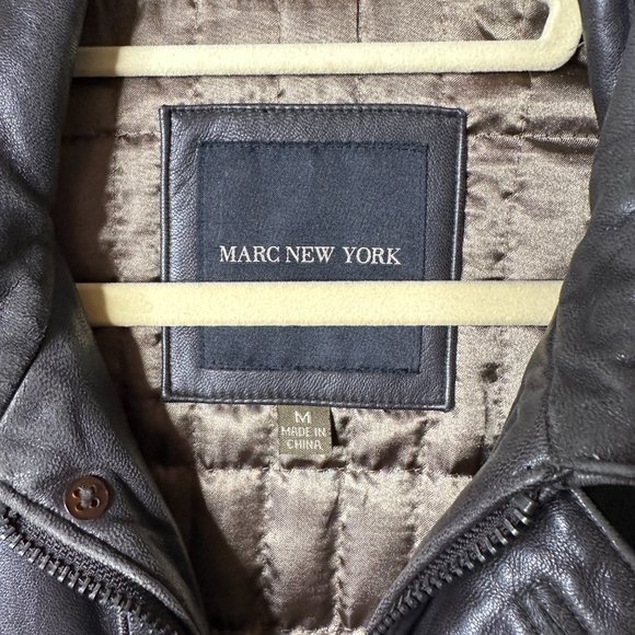 Marc New York Andrew Marc Brown Leather Jacket Men's Medium - Picture 4 of 7